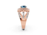 Rose gold Double Halo Cushion Cut Diamond Split Shank Pave Set Ring_2