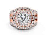 Rose gold Double Halo Cushion Cut Diamond Split Shank Pave Set Ring_3