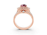 Rose gold Double Halo Cushion Cut Diamond Split Shank Pave Set Ring_3