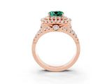 Rose gold Double Halo Cushion Cut Diamond Split Shank Pave Set Ring_3