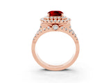 Rose gold Double Halo Cushion Cut Diamond Split Shank Pave Set Ring_3