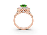 Rose gold Double Halo Cushion Cut Diamond Split Shank Pave Set Ring_3