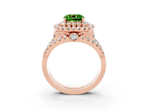 Rose gold Double Halo Cushion Cut Diamond Split Shank Pave Set Ring_3