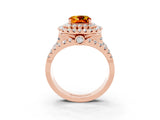 Rose gold Double Halo Cushion Cut Diamond Split Shank Pave Set Ring_3
