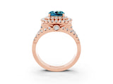 Rose gold Double Halo Cushion Cut Diamond Split Shank Pave Set Ring_3