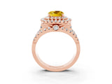 Rose gold Double Halo Cushion Cut Diamond Split Shank Pave Set Ring_3