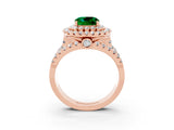Rose gold Double Halo Cushion Cut Diamond Split Shank Pave Set Ring_3