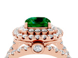 Rose gold Double Halo Cushion Cut Diamond Split Shank Pave Set Ring_4
