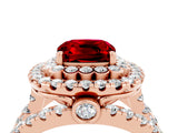Rose gold Double Halo Cushion Cut Diamond Split Shank Pave Set Ring_4