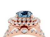 Rose gold Double Halo Cushion Cut Diamond Split Shank Pave Set Ring_4