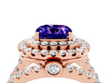 Rose gold Double Halo Cushion Cut Diamond Split Shank Pave Set Ring_4
