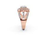 Rose gold Double Halo Cushion Cut Diamond Split Shank Pave Set Ring_5