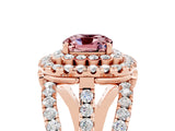 Rose gold Double Halo Cushion Cut Diamond Split Shank Pave Set Ring_5