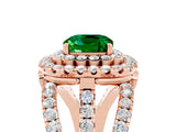 Rose gold Double Halo Cushion Cut Diamond Split Shank Pave Set Ring_5