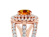 Rose gold Double Halo Cushion Cut Diamond Split Shank Pave Set Ring_5