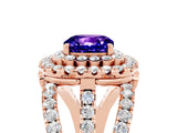 Rose gold Double Halo Cushion Cut Diamond Split Shank Pave Set Ring_5
