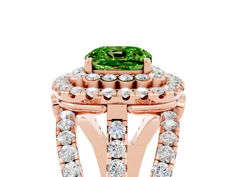 Rose gold Double Halo Cushion Cut Diamond Split Shank Pave Set Ring_5