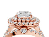Rose gold Double Halo Cushion Cut Diamond Split Shank Pave Set Ring_7