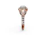 Rose gold Double Halo Cushion Cut Diamond Split Shank Ring with Four Prong Setting_34