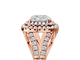 Rose gold Double Halo Cushion Cut Diamond Split Shank Ring with Four Prong Setting_37