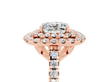 Rose gold Double Halo Cushion Cut Moissanite Pavé Band with Four-Prong Setting_5