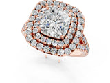 Rose gold Double Halo Cushion Cut Pave Split Shank Prong Set Ring_16