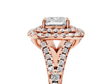 Rose gold Double Halo Cushion Cut Pave Split Shank Prong Set Ring_20