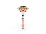 Rose gold Double Halo Cushion Cut Peridot Pavé Band with Four-Prong Setting_2