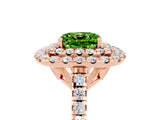 Rose gold Double Halo Cushion Cut Peridot Pavé Band with Four-Prong Setting_5