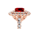 Rose gold Double Halo Cushion Cut Ruby Pavé Band with Four-Prong Setting_5