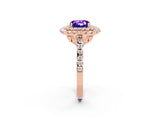 Rose gold Double Halo Cushion Cut Tanzanite Pavé Band with Four-Prong Setting_2
