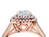 Rose gold Double Halo Cushion-Shaped Split Shank Diamond Ring with Prong Setting_23
