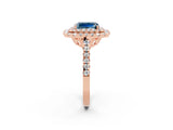 Rose gold Double Halo Emerald Cut Aquamarine Pavé Band with Four-Prong Setting_2