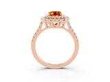 Rose gold Double Halo Emerald Cut Citrine Pavé Band with Four-Prong Setting_3