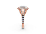 Rose gold Double Halo Emerald Cut Diamond Split Shank Engagement Ring with Four-Prong Setting_5