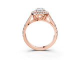 Rose gold Double Halo Emerald Cut Diamond Split Shank Engagement Ring with Four-Prong Setting_6