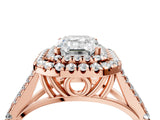 Rose gold Double Halo Emerald Cut Diamond Split Shank Engagement Ring with Four-Prong Setting_7