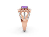 Rose gold Double Halo Emerald Cut Diamond Split Shank Pave Set Ring_2