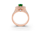 Rose gold Double Halo Emerald Cut Diamond Split Shank Pave Set Ring_3