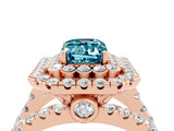 Rose gold Double Halo Emerald Cut Diamond Split Shank Pave Set Ring_4