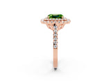 Rose gold Double Halo Emerald Cut Peridot Pavé Band with Four-Prong Setting_2