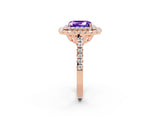 Rose gold Double Halo Emerald Cut Tanzanite Pavé Band with Four-Prong Setting_2