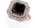Rose gold Double Halo Fancy Black Asscher Cut Diamond Pavé Band with Four-Prong Setting_1