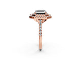 Rose gold Double Halo Fancy Black Asscher Cut Diamond Pavé Band with Four-Prong Setting_2