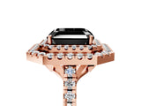 Rose gold Double Halo Fancy Black Asscher Cut Diamond Pavé Band with Four-Prong Setting_5