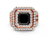 Rose gold Double Halo Fancy Black Asscher Cut Diamond Split Shank Pave Set Ring_3