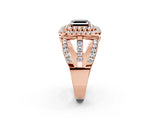 Rose gold Double Halo Fancy Black Asscher Cut Diamond Split Shank Pave Set Ring_5