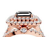 Rose gold Double Halo Fancy Black Asscher Cut Diamond Split Shank Pave Set Ring_7