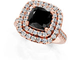 Rose gold Double Halo Fancy Black Cushion Cut Diamond Pavé Band with Four-Prong Setting_1
