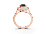 Rose gold Double Halo Fancy Black Cushion Cut Diamond Pavé Band with Four-Prong Setting_3